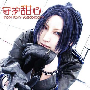 守护甜心家庭教师 十年后六道骸 墨蓝色收脸假毛现货cosplay假发