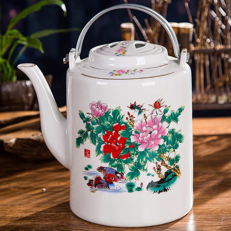 景德镇陶瓷热水茶壶大茶壶大号提梁壶大容量凉水壶单壶特价老茶壶