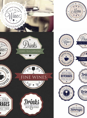 A2533矢量10个欧美食物饮料酒水咖啡LOGO模板Ai+EPS+PSD+ASL插件