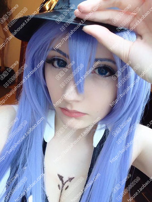 cosplay假发 斩·赤红之瞳 Esdeath 艾斯德斯 100cm冰蓝一米直发