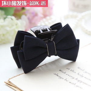 OL职业通勤发饰简约百搭纯色布艺蝴蝶结抓夹发抓竖夹发夹发卡头饰