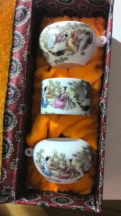 百灵鸟食罐 3件套 超白瓷 薄胎瓷器 百灵杯三件套 景德镇 名氏堂