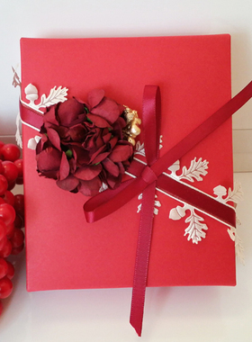 则礼 ins结婚伴手礼盒子 婚礼喜糖盒糖果礼盒红色大号免折叠空盒