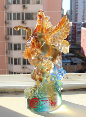 琉璃飞马志在千里送领导装饰品