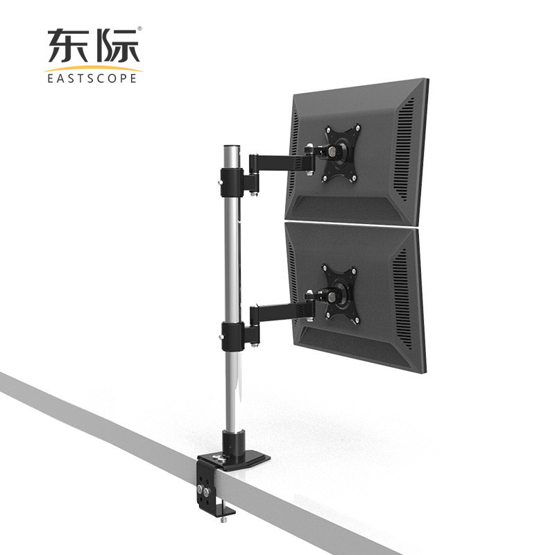 东际19-27寸上下双2屏显示器支架 桌面 不锈钢POS收银台挂架S001