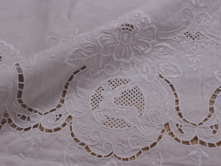 纯麻布手工刺绣长方桌布 180*270CM