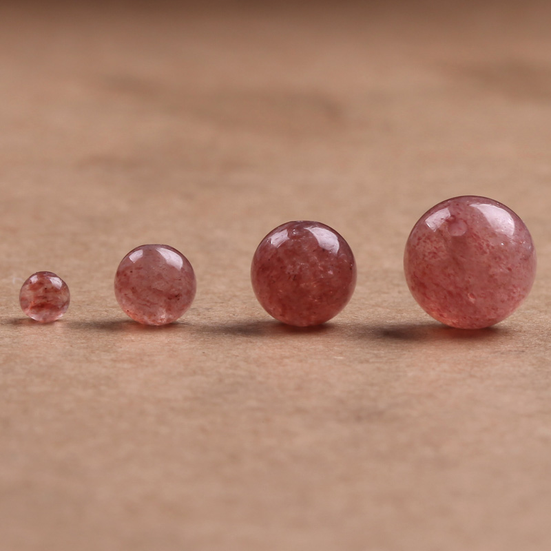 diy天然蔷薇石草莓晶招桃花散珠