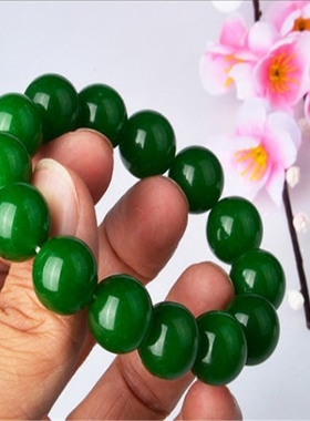 欧美风菠菜绿玉器工艺品手链