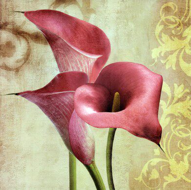 欧美式花卉马蹄莲手绘风格装饰画画心画布微喷打印喷绘进口画芯