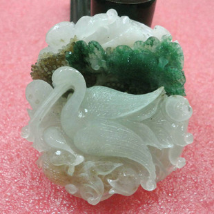 玉如意 南阳独山玉吊坠仙鹤天蓝料精雕南阳独玉挂件$独占鳌头