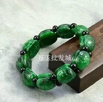 干青铁龙生乌龟新款男女款满绿玉金钱乌龟手链男女满色玉石手串