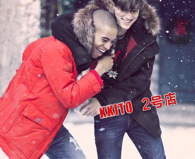 冬装正品男式羽绒服 连帽大毛领保暖加厚棉衣大码派克大衣PARKA