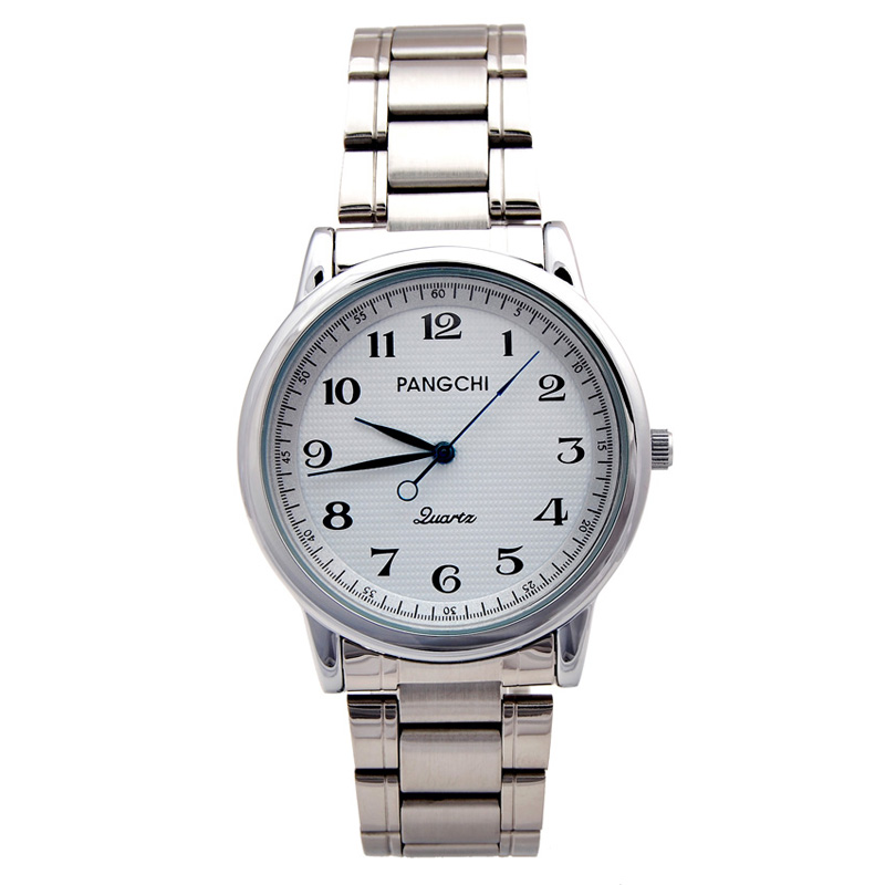 鹏志pangchi男士手表清晰数字刻度腕表男女钢带表防水情侣表2270