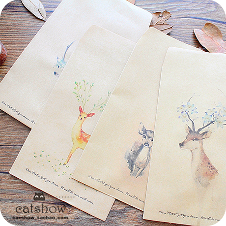 复古中国风牛皮纸信封信纸 明信片收纳袋 情人节贺卡节日信笺新年