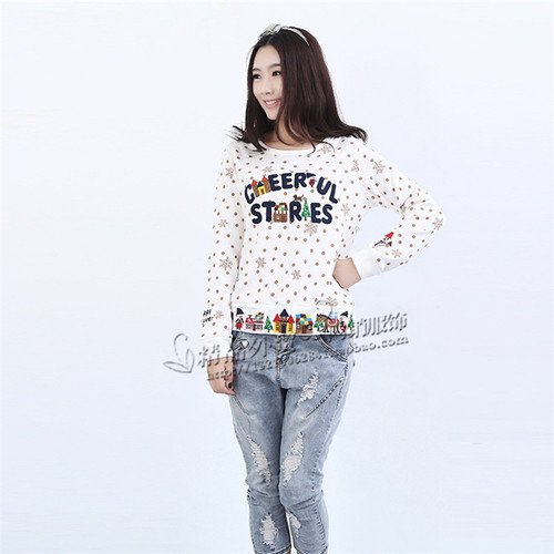 上衣刺绣宽松春夏秋季打底衫长袖