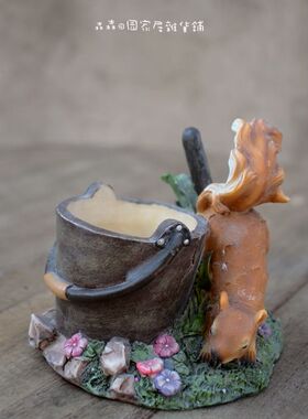 欧式风小松鼠烛台孤品家居装饰