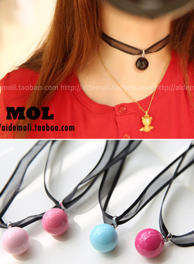 韩国进口 AZNAVOUR AZ  一颗珠子圆球欧根纱项链