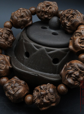 文玩雕刻十八罗汉手串天然佛珠