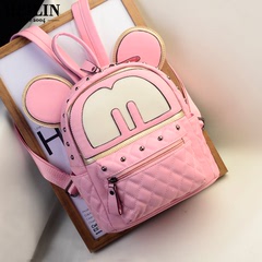 Hey Linda abstract cute animation girl Bao Ling lattice rivet backpack, Japan and South Korea surge backpack school bag