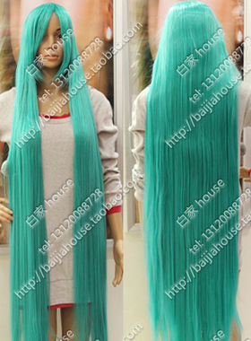COS 1.5米一米五 湖蓝 绿色150CM 1米5长直发 高温丝动漫假发