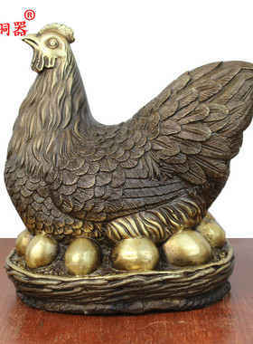 纯铜黄铜母鸡蛋鸡工艺品摆件