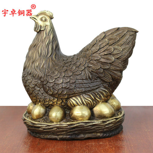 纯铜黄铜母鸡蛋鸡工艺品摆件