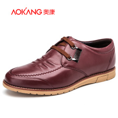Aucom Office of the business-casual shoes men's shoes men's trend of Korean men's singles round head shoe wear