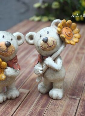 小熊复古做旧美式乡村风装饰品