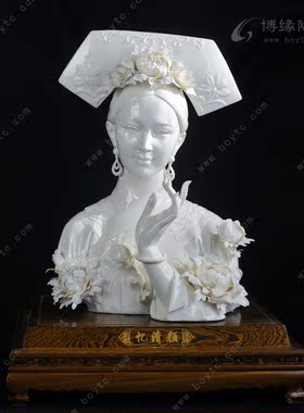 德化陶瓷古典风美女清朝人物雕塑
