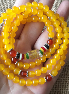 天然石英岩玉手串水晶黄玉手链手串多圈多层旺夫石时尚饰品女士款