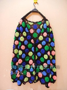 手工编织重工马海毛森女复古钩花拼色毛衣开衫