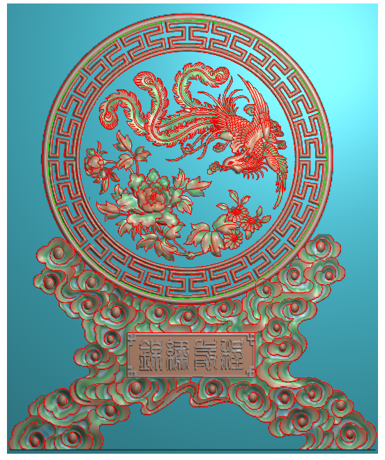 精雕 浮雕图 雕刻 凤穿牡丹台屏图1 源文件 jdp【jd643】