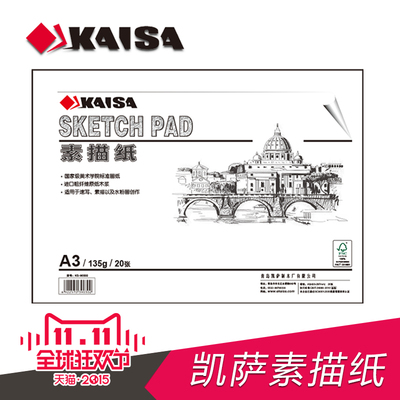 凯萨KAISA素描纸A2水彩纸水粉纸4开高级写生速写4K绘画纸