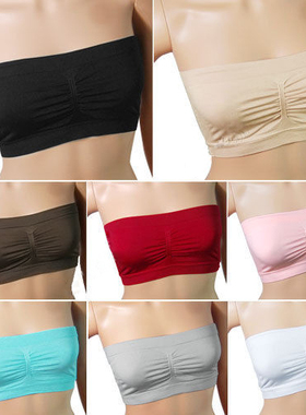 Women Ladies Strapless Boob Tube Top Padded Bandeau Bra 8 Co