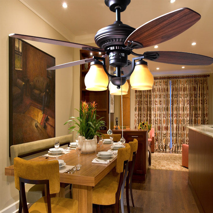 美式吊扇灯 客厅简约欧式复古风扇灯 餐厅木叶吊扇 家用电风扇在类目 生活电器, 吊扇中 - 来自Buy2taobao.com提供专业的淘宝代购服务