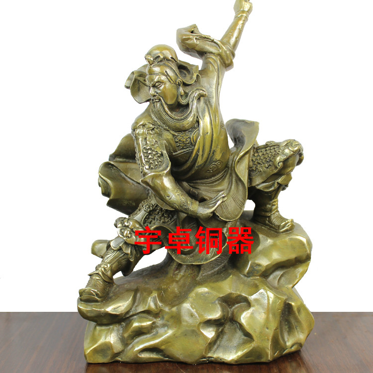 宇卓铜器 纯铜关公摆件 武财神 站山舞刀关公 家居装饰 开业礼品