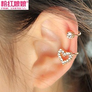 Pink girl Korean version of ear Jewelry Diamond love knot clip earrings ear clip without pierced earrings ear bones clip