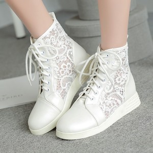 韩版夏季蕾丝大码白色镂空网靴