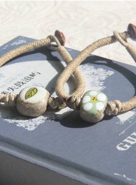 陶瓷花朵文艺风配饰复古情侣手链