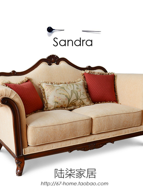 陆柒家居 纯美式雕刻沙发欧式沙发新古典双人位布艺沙发 定制家具