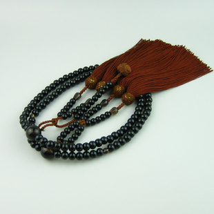 妙莲花日本日莲宗念珠进口上漆黑檀茶水晶流苏房包邮