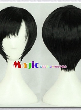 cosplay假发 APH黑塔利亚 王濠镜 澳门 小澳 黑色侧分男帅气短发