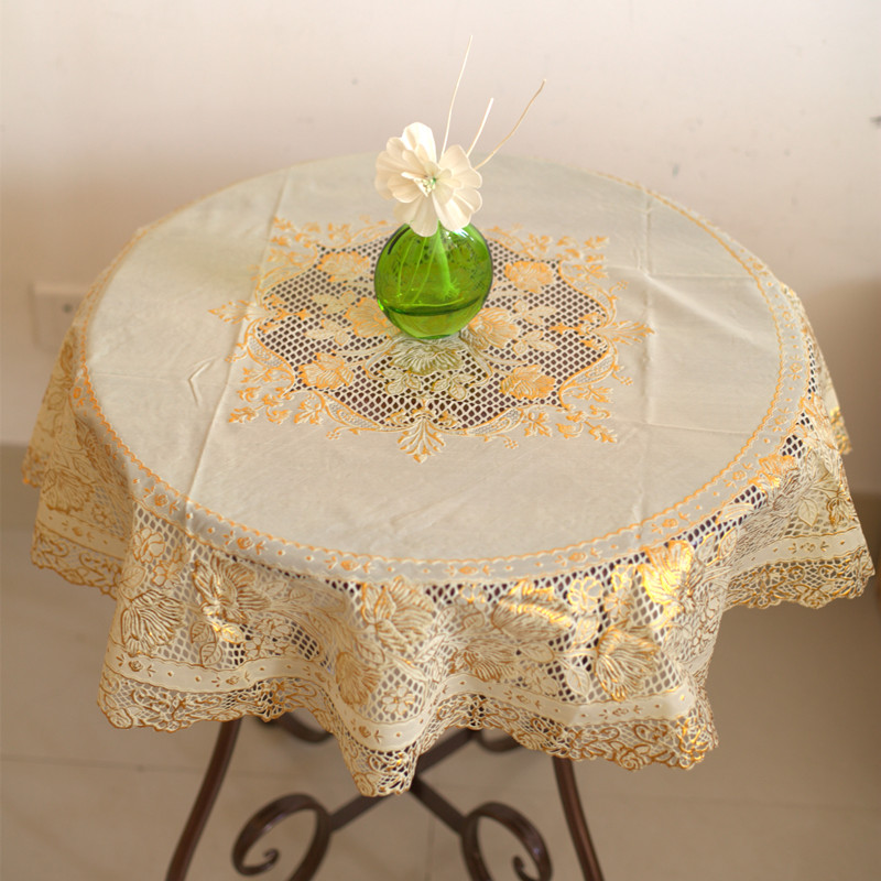 精品 欧式烫金餐桌布 镂空PVC塑料 免洗台布 防水防油防烫