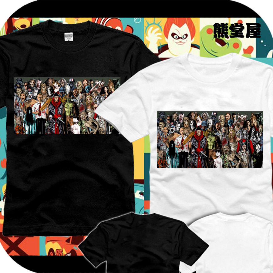 恐怖片电影人电锯咒怨僵尸鬼丧尸幽灵狼人鬼娃纯棉T恤短袖衣服