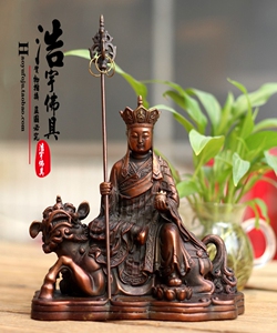 包邮 骑兽纯铜地藏王菩萨 纯铜娑婆三圣佛像 地藏王坐像