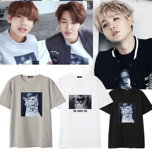 防弹少年团金泰亨朴智旻同款衣服短袖T恤男女情侣装