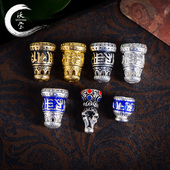 黄铜藏银三通佛塔佛珠 文玩 DIY星月菩提配饰六字真言景泰蓝佛塔