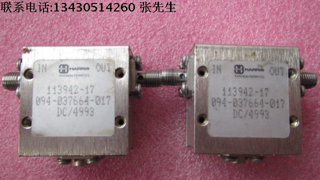 美国HARRLS进口 113942-17 0.92-1.215GHz SMA RF 射频微波同轴隔离器  质量包好，包能用  可提供详细测试图 请放心购买  频率范围：0.92-1.215GHz  插损:＜0.8dB，  隔离度.:＞20dB，  尺寸（mm）长宽高：22X20X15  不含接头