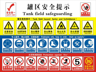 罐区安全提示牌注意安全化工厂标识牌罐区标志牌禁止吸烟警示牌