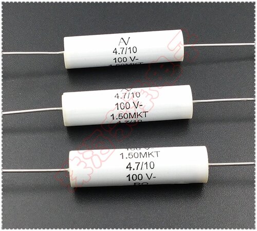 进口意大利 4.7uF 100V AV 1.50MKT 4u7 穿心轴向薄膜电容 475